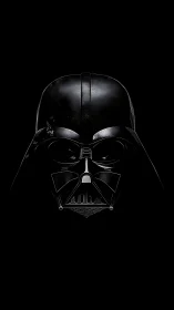 Black helmeted mask isolated on a uniform dark background.