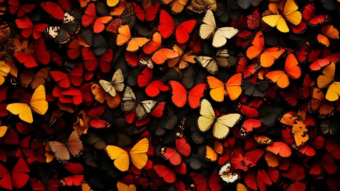 Glowing autumn butterflies in a cozy, colorful fluttering cloud.