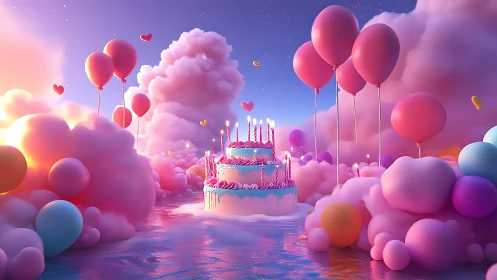Dreamlike Birthday Celebration in Pink Cloud Paradise