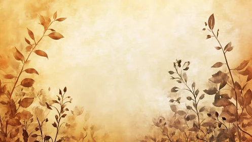 Gentle sepia garden silhouettes frame a warm glowing sky