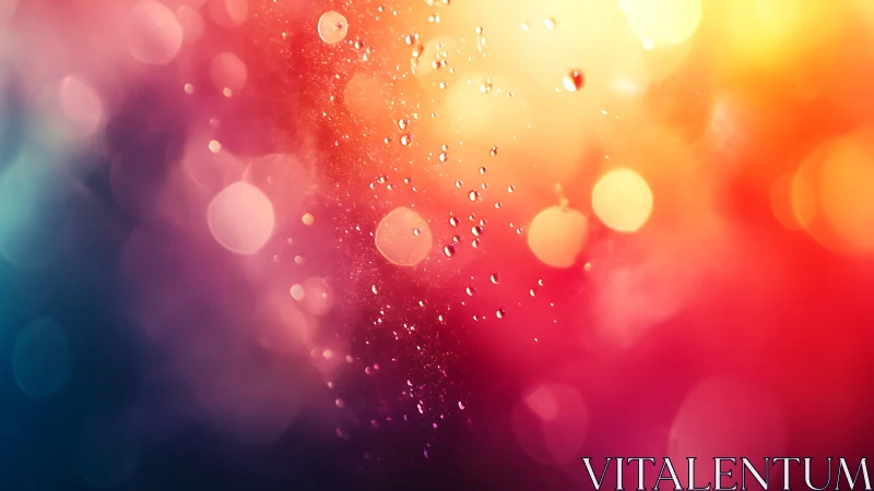 Macro water droplets on bokeh gradient background, vivid colors