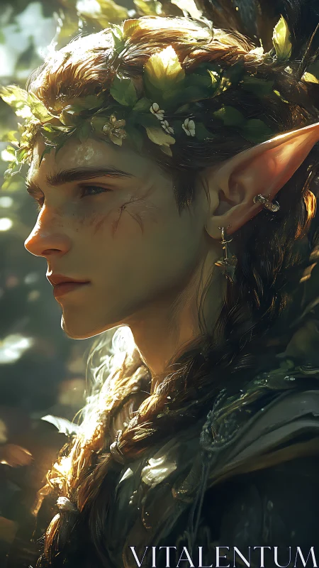 Fantasy elf portrait in luminous sylvan profile study.