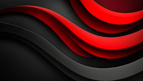 Bold red and black abstract waves in modern 3D digital style.