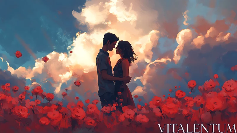 Lovers Dance Among Crimson Petals