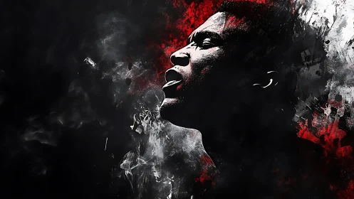 Expressive male portrait rendered in high-contrast digital paint