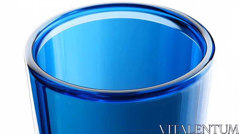 Close-up of a Modern Blue Glass Cup with Minimalist Design.