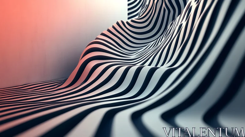 Undulating striped surfaces form abstract architectural corridor