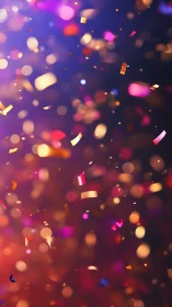 Colorful falling confetti over vibrant bokeh background.