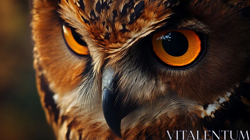 Close-up of Owl Eyes in Dramatic Lighting, Hyperrealistic Style.