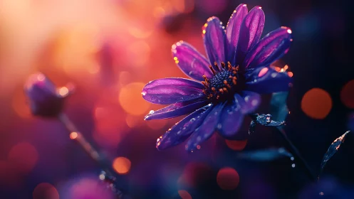 Macro botanical study exhibiting depth-of-field isolation with chromatic ambient bokeh