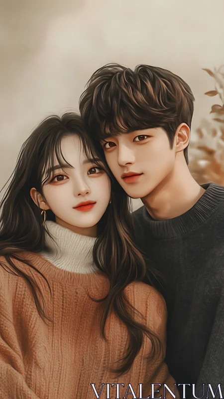 Intimate portrait of a young couple in warm autumn styling