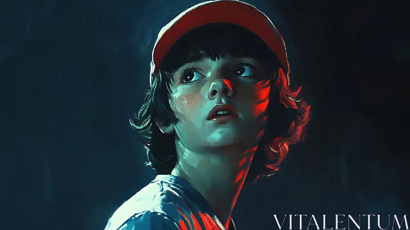 Night-lit kid detective under neon-tinged storm of wonder.