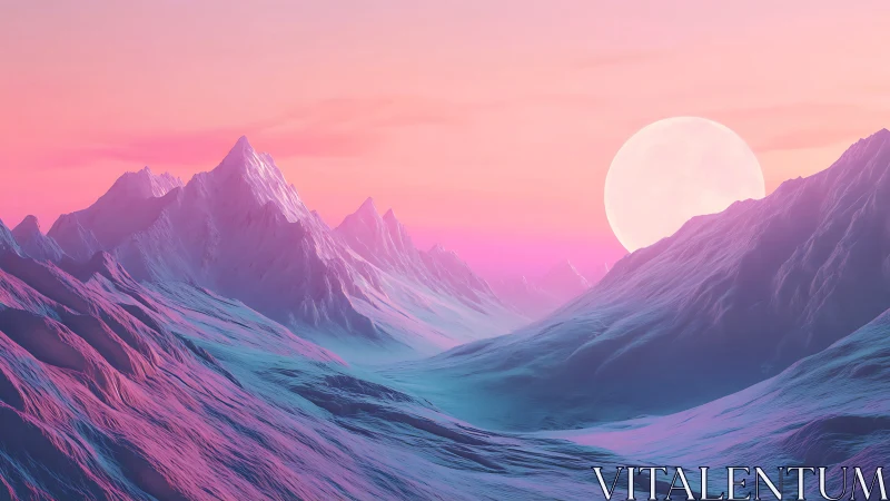 Lunar-illuminated glacial valley under chromatic dusk gradient.