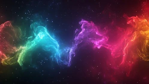 Vibrant cosmic nebula ribbon in deep starry space.