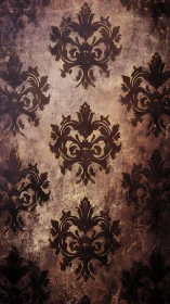 Vintage damask wallpaper with warm antique charm.