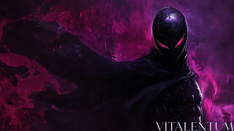 Shadowed neon vigilante amid swirling violet energy.