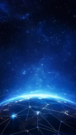 Global night network links across illuminated Earth surface.