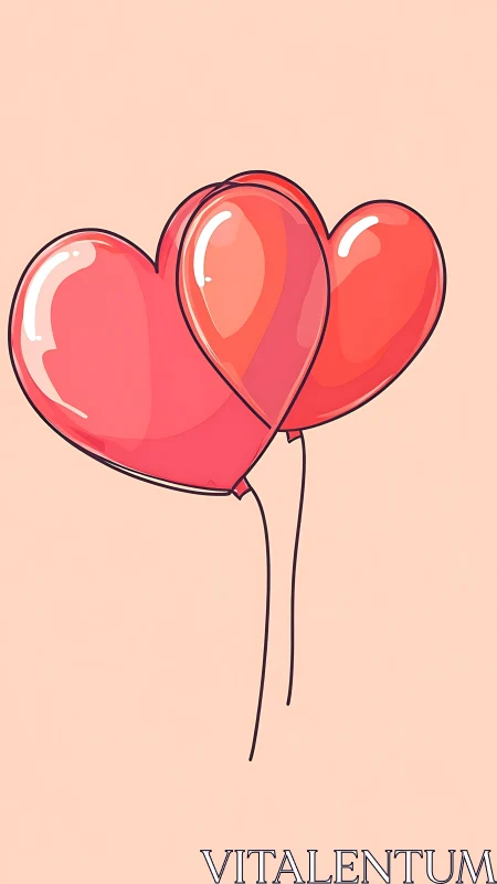 Red heart-shaped balloons suspended against neutral background.