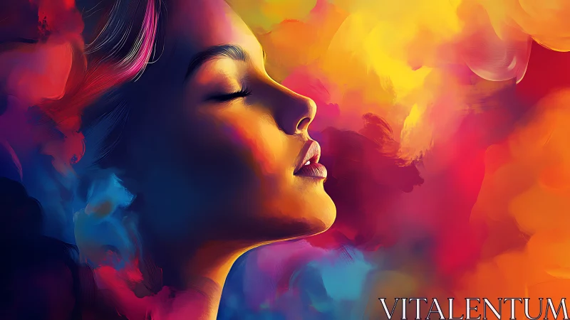 Chromatic facial profile immersed in volumetric color fields.