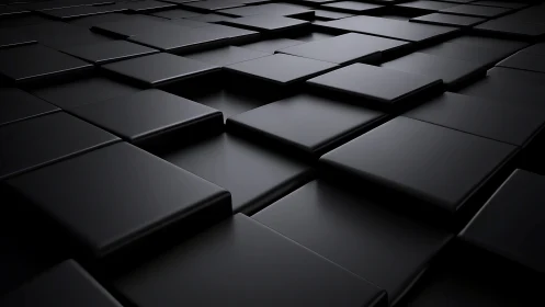 Layered matte black tiles forming sleek geometric surface.