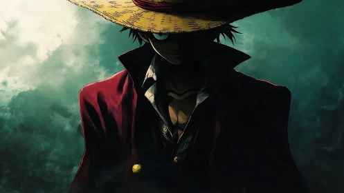 Anime silhouette portrait with dramatic chiaroscuro lighting.