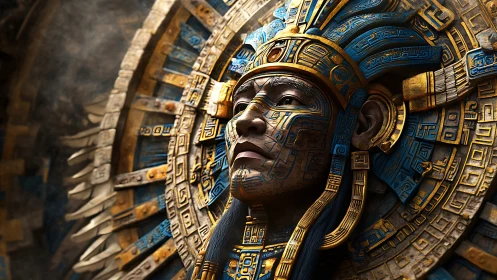 Sun-forged guardian in ornate Aztec clockwork regalia.