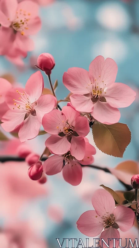 Pink Blossoms Dancing in Spring Light.