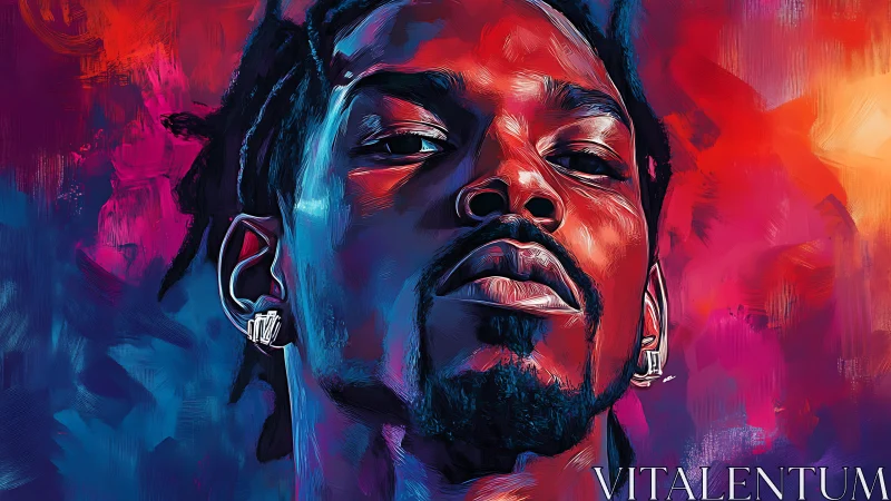 Electric neon portrait ignites a confident urban gaze.