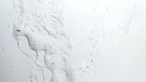 Soft soap bubbles drifting over a calm white surface.