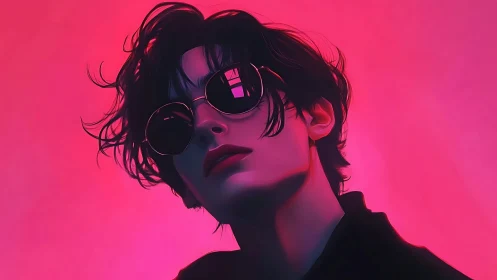 Neon-soaked portrait of a cool, mysterious night dreamer.