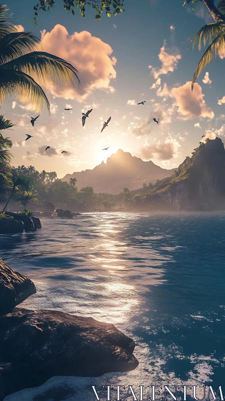 Tropical Paradise Awakens in Golden Light.