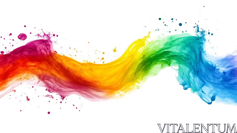 Vibrant multicolor paint wave arcs across white canvas