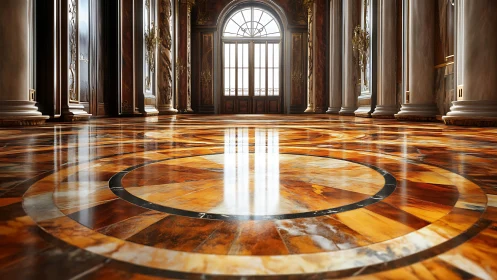 Sunlit marbled floor conducts a quiet symphony of circles