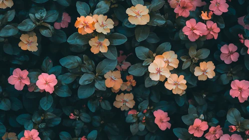 Overhead Perspective: Tonal Gradient Floral Composition with Coral and Blush Petals