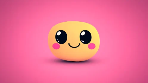 Cheerful Yellow Character with Happy Expression on Pink Background.