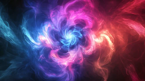 Tripolar chromatic vortex with turbulent fractal energy fields.