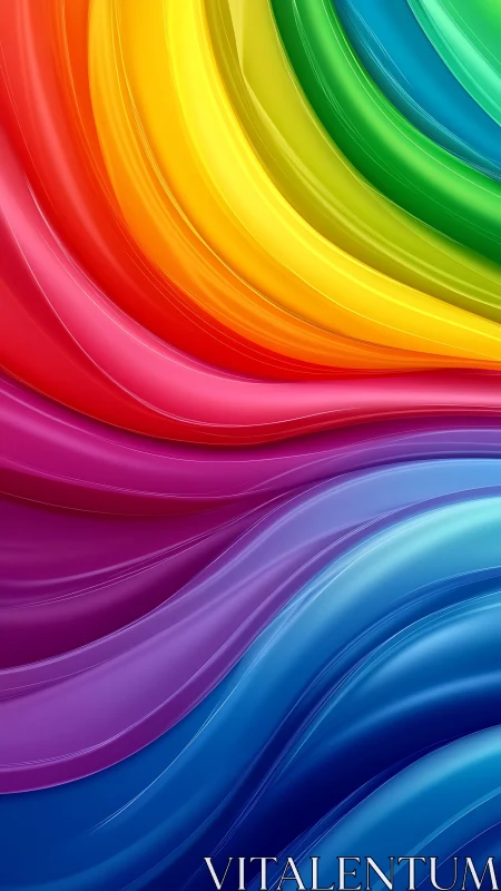 Glossy rainbow color waves in flowing abstract layers.