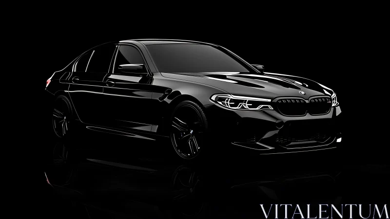 Midnight sedan prowls through gloss and sculpted reflections