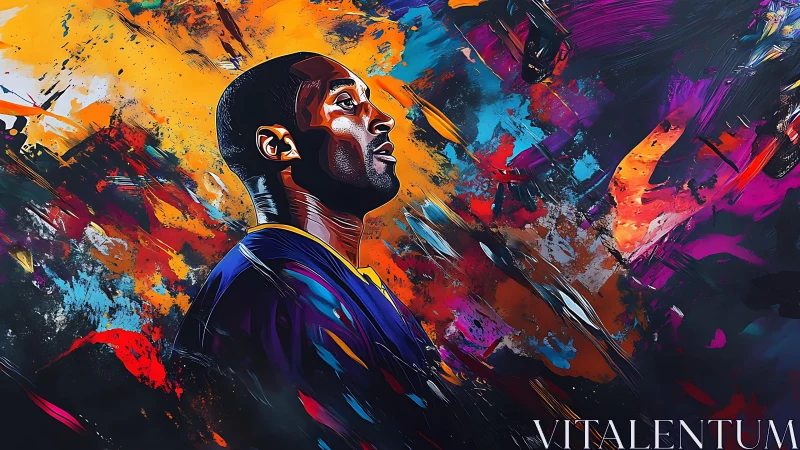 Portrait of basketball player against abstract color background