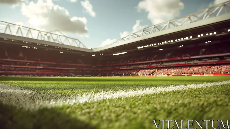Sunlit football pitch inviting you to the heart of play.