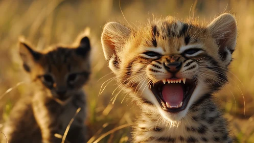 Young Wildcats: Playful Spirit in the Savanna.