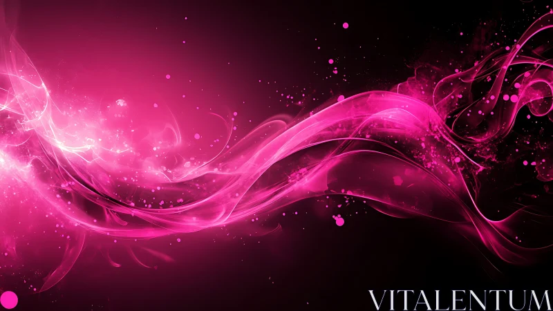 Pink light trails curve across dark background in motion