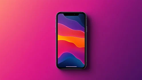 Modern smartphone with vibrant abstract digital wallpaper display.