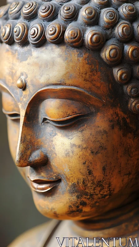 Golden Buddha close-up with softly glowing serene details.