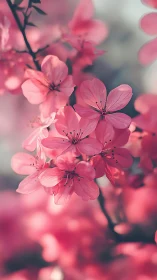 Delicate Pink Blooms Basking in Warm Light.
