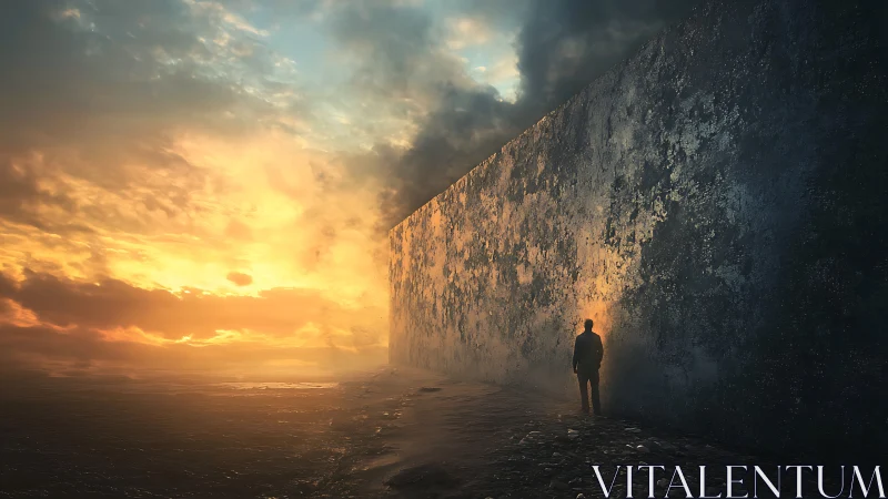 Wanderer at the glowing wall between dusk and dawn.