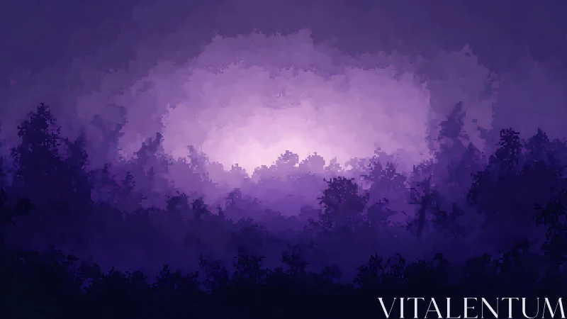 Ethereal Purple Cloud Formation Rendered in Digital Pixel Architecture.