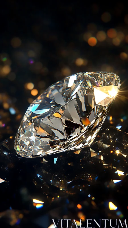 Radiant diamond resting in a dreamy field of soft light.