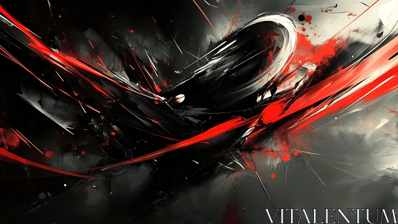 Dynamic red and black abstract motion with sweeping energy arcs.