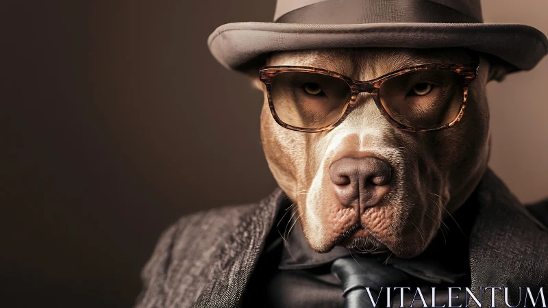 Cool canine dons sharp suit and hat with serious style
